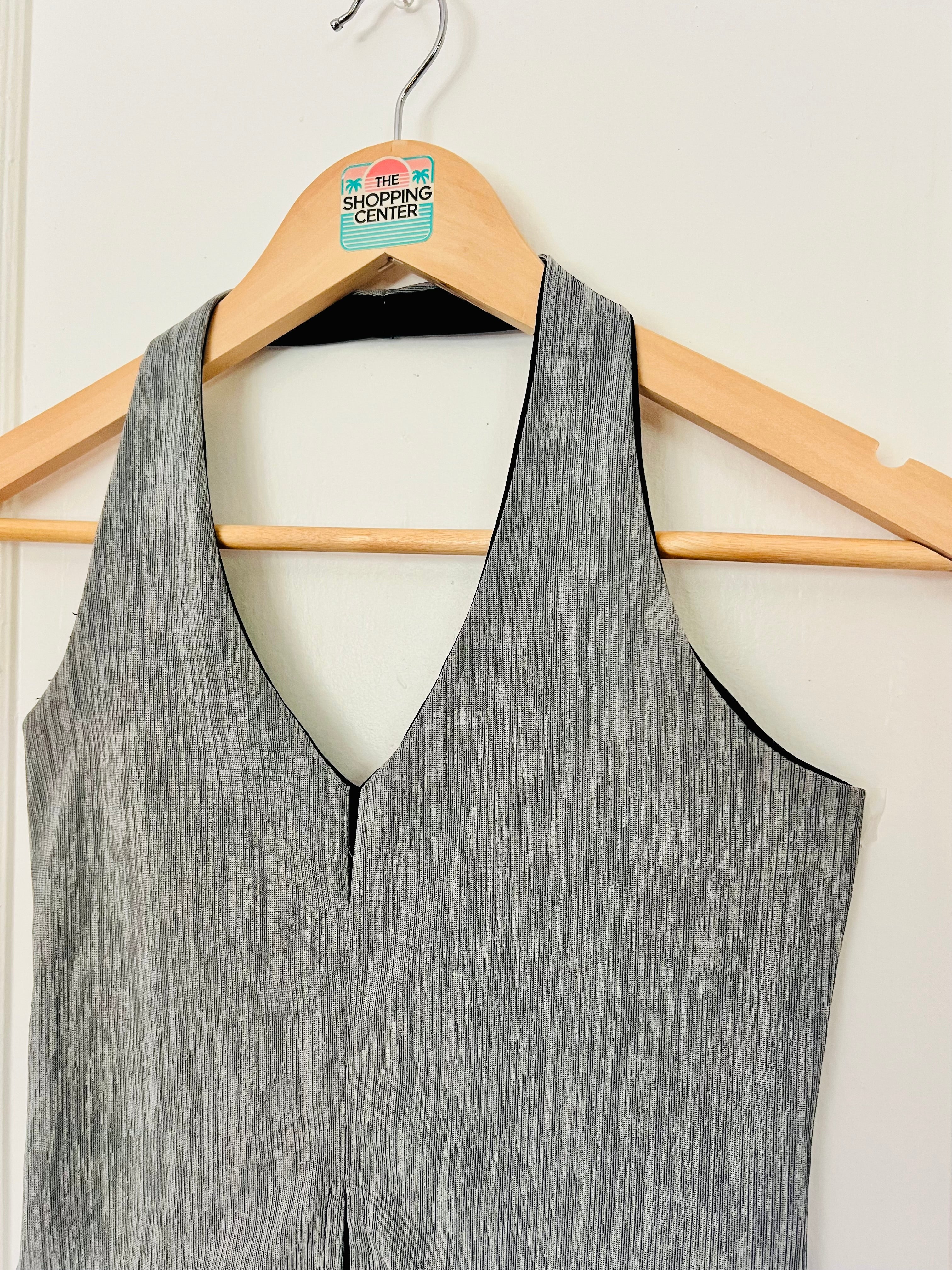 Y2K After Hours in Tokyo Grey Halter Top (XS)