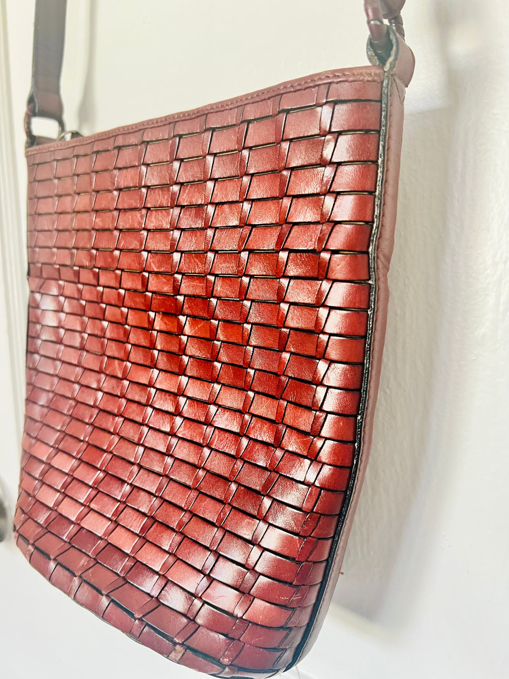 90s Woven Leather Crossbody