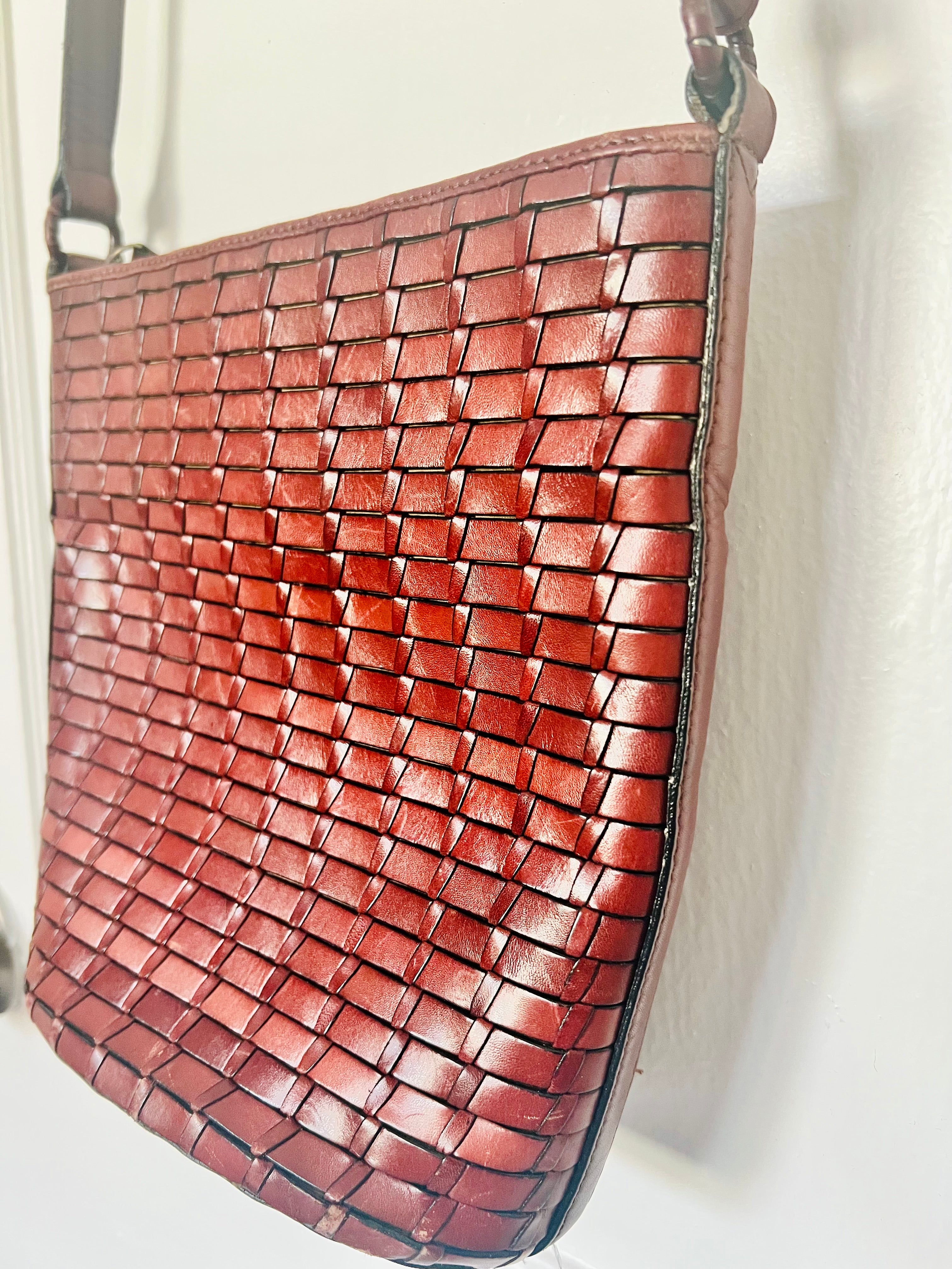 90s Woven Leather Crossbody