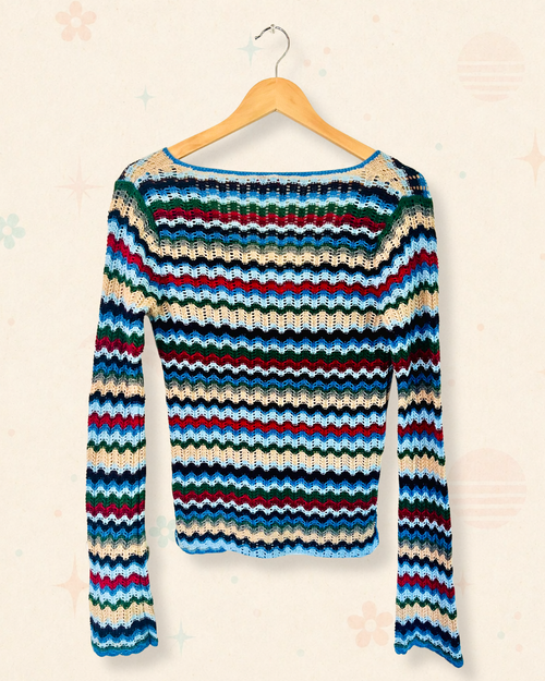 2000s Hollister Crochet Stripe Top (M)