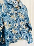 90s Coastal Palm Tree Linen Blouse (S)