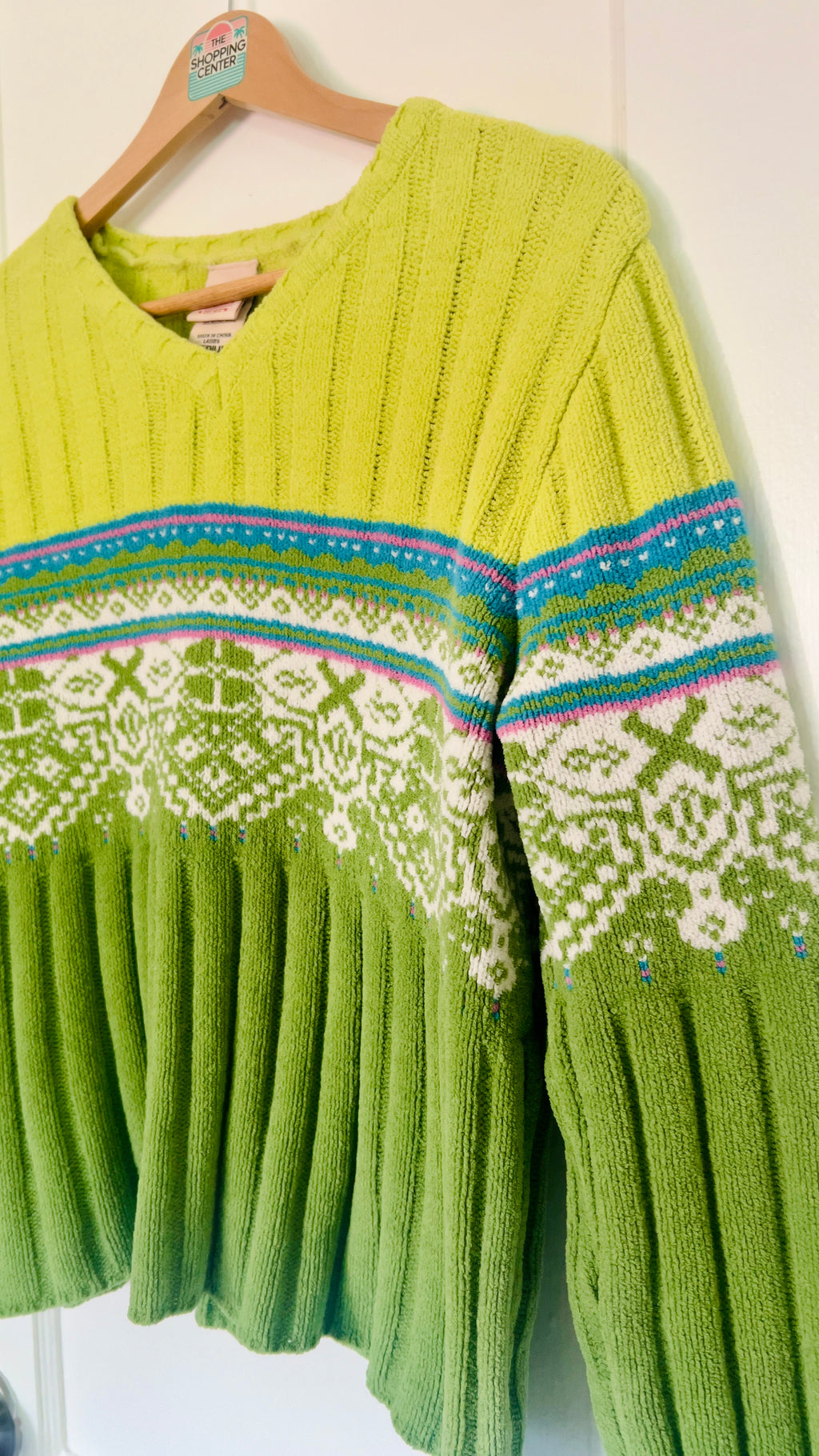 Lime Green Knit Sweater | M
