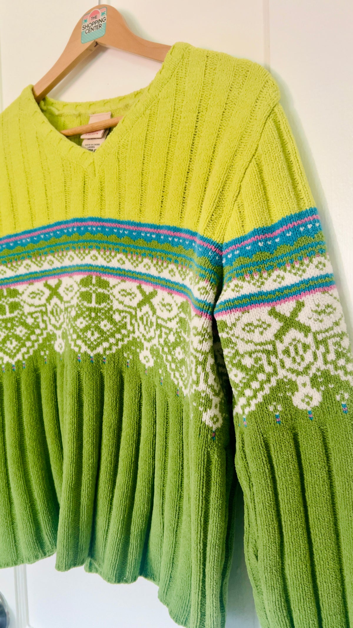 Lime Green Knit Sweater | M