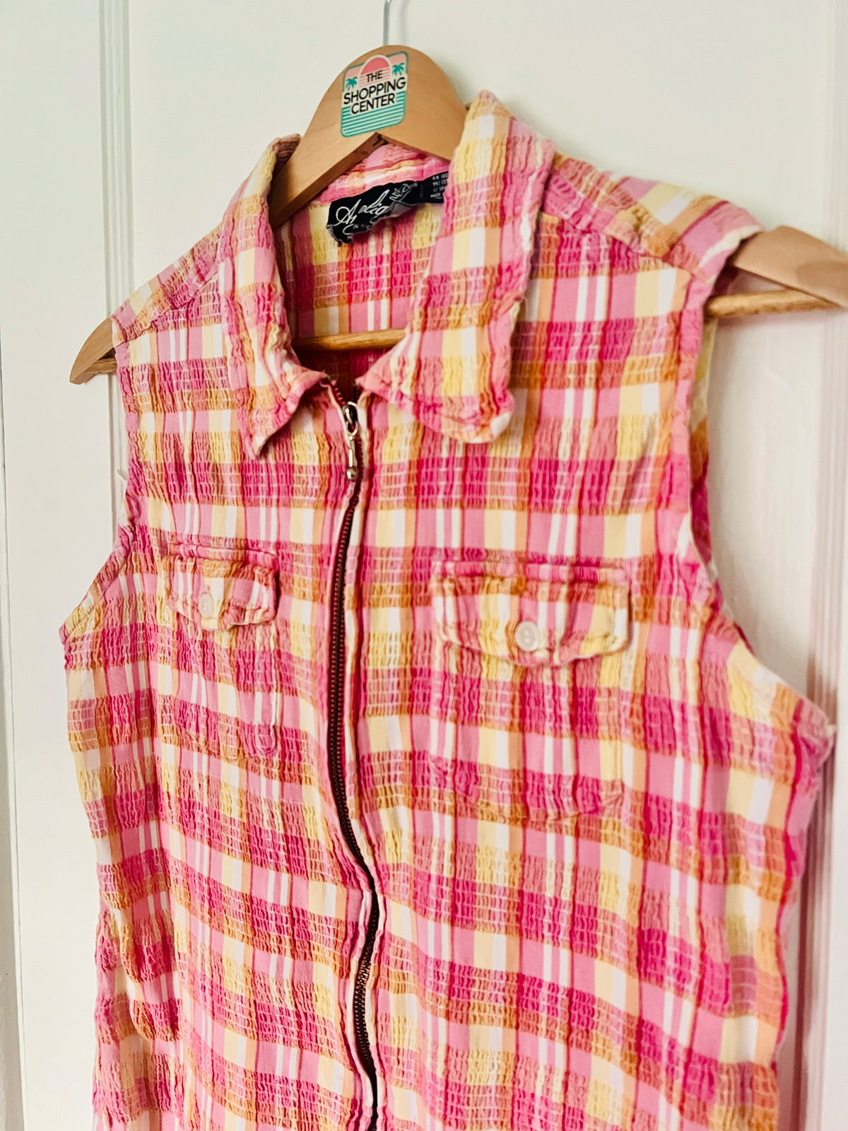 Plaid Zip-up Top | S/M