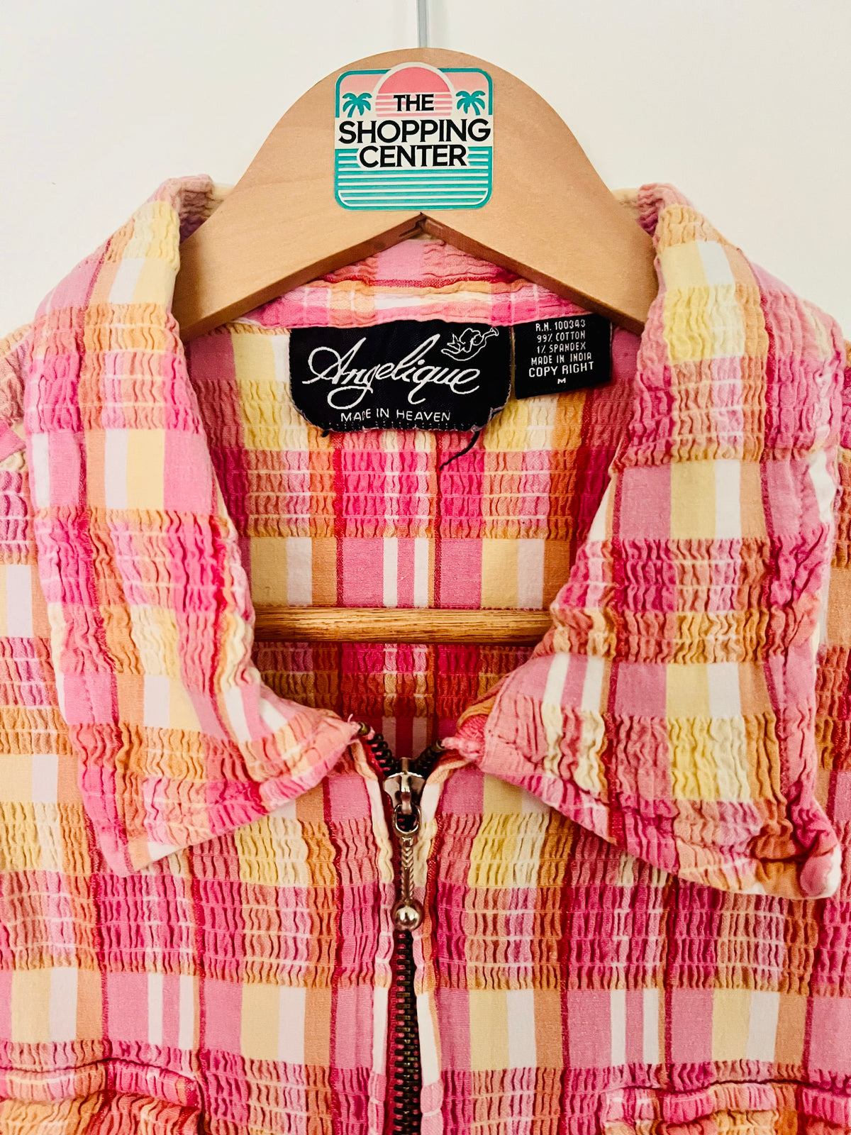 Plaid Zip-up Top | S/M