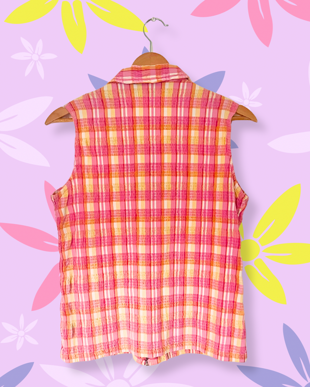 Plaid Zip-up Top | S/M