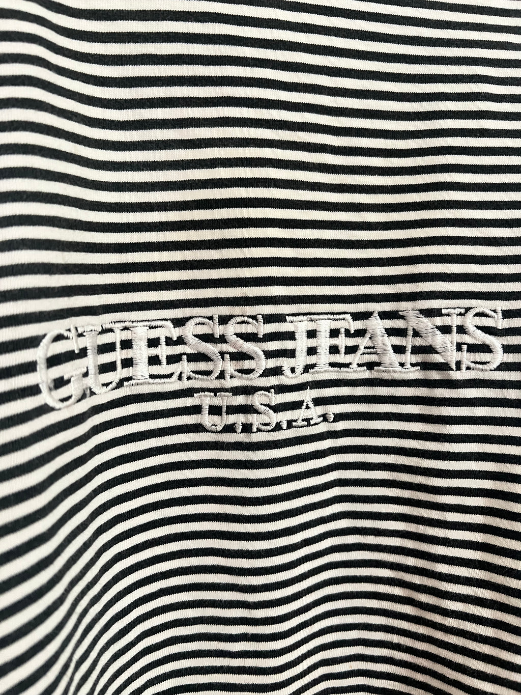 90s Guess Mock Neck Embroidered Striped Long Sleeve (L)