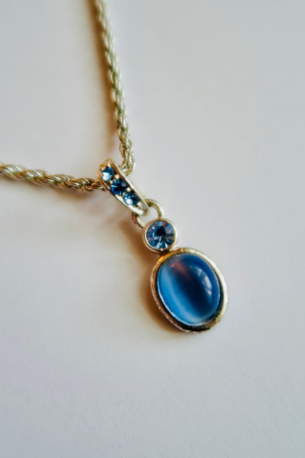 Silver Rope Chain with Blue Pendant