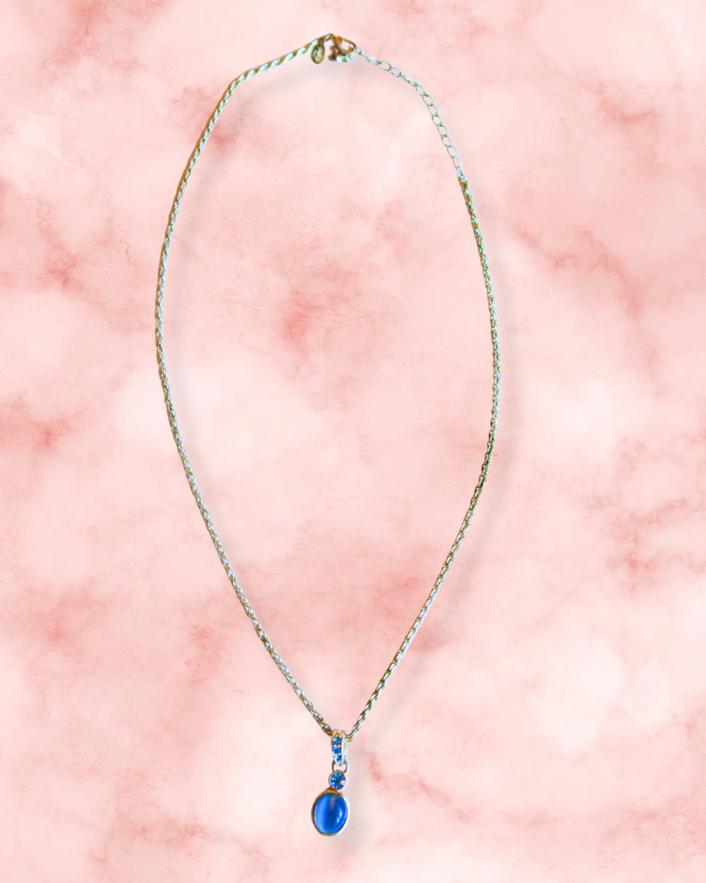 Silver Rope Chain with Blue Pendant