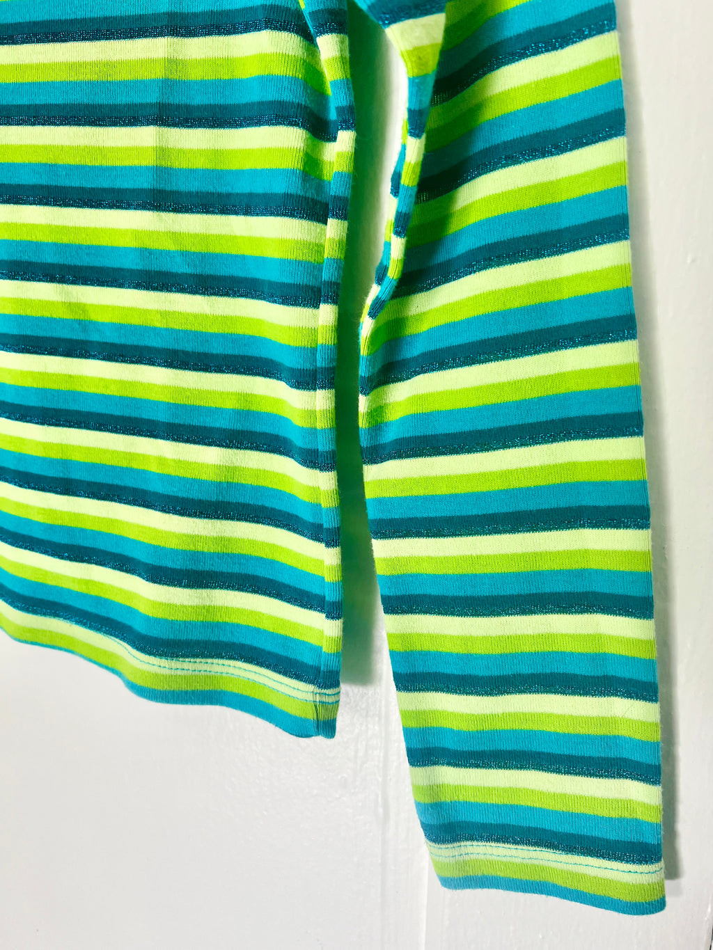 Green and Blue Striped Top with Butterfly Hardware | XS