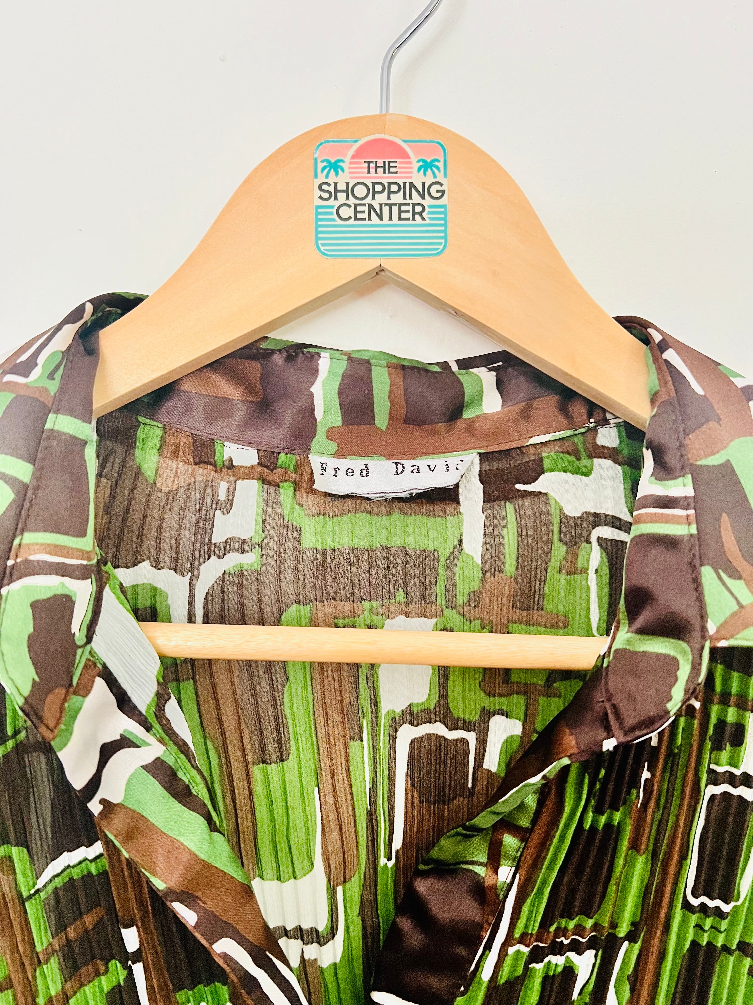 Y2K Modern Art Museum Date Crinkle Mesh Button-Up (S/M)