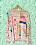 Geometric Striped Knit Sweater | M