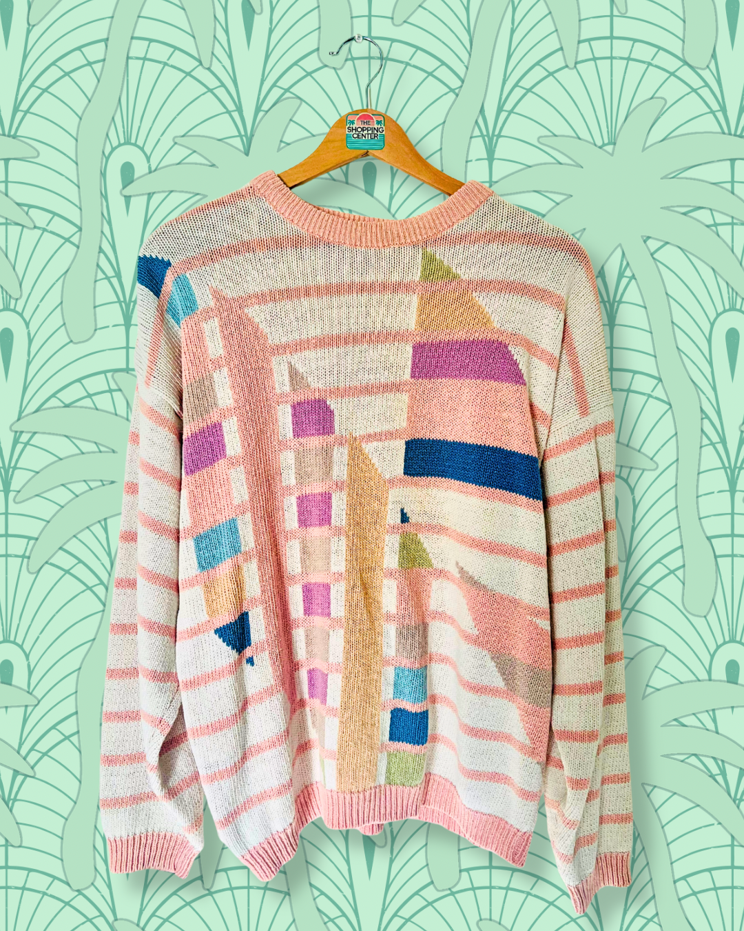 Geometric Striped Knit Sweater | M