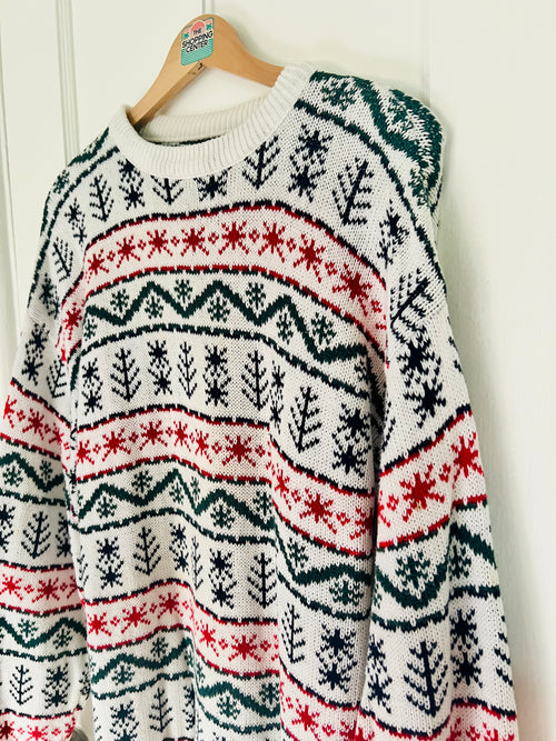 90s Holiday Knit Sweater | L/XL