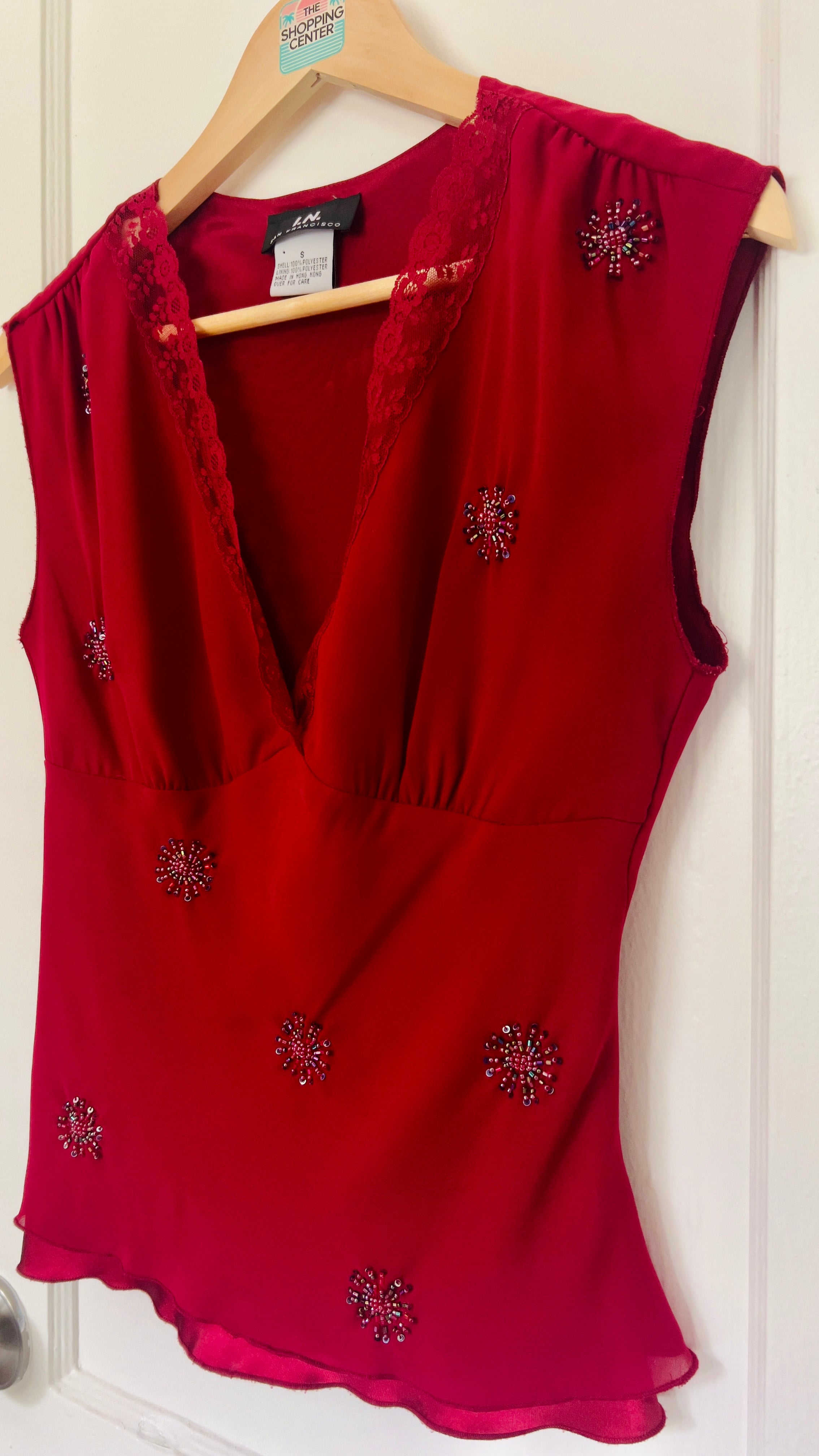 2000s Cherry Stardust Beaded Top (S)