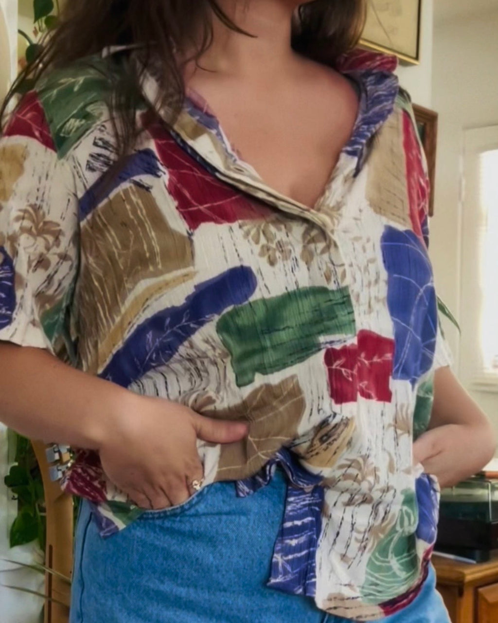 90s Painted Produce Button-Up (M/L)