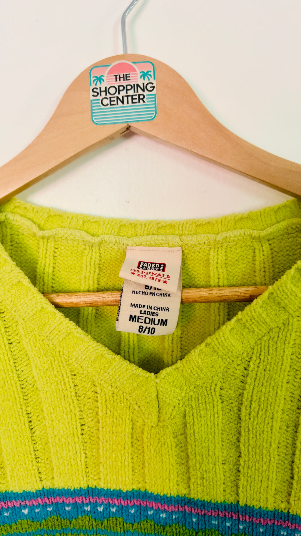 Lime Green Knit Sweater | M