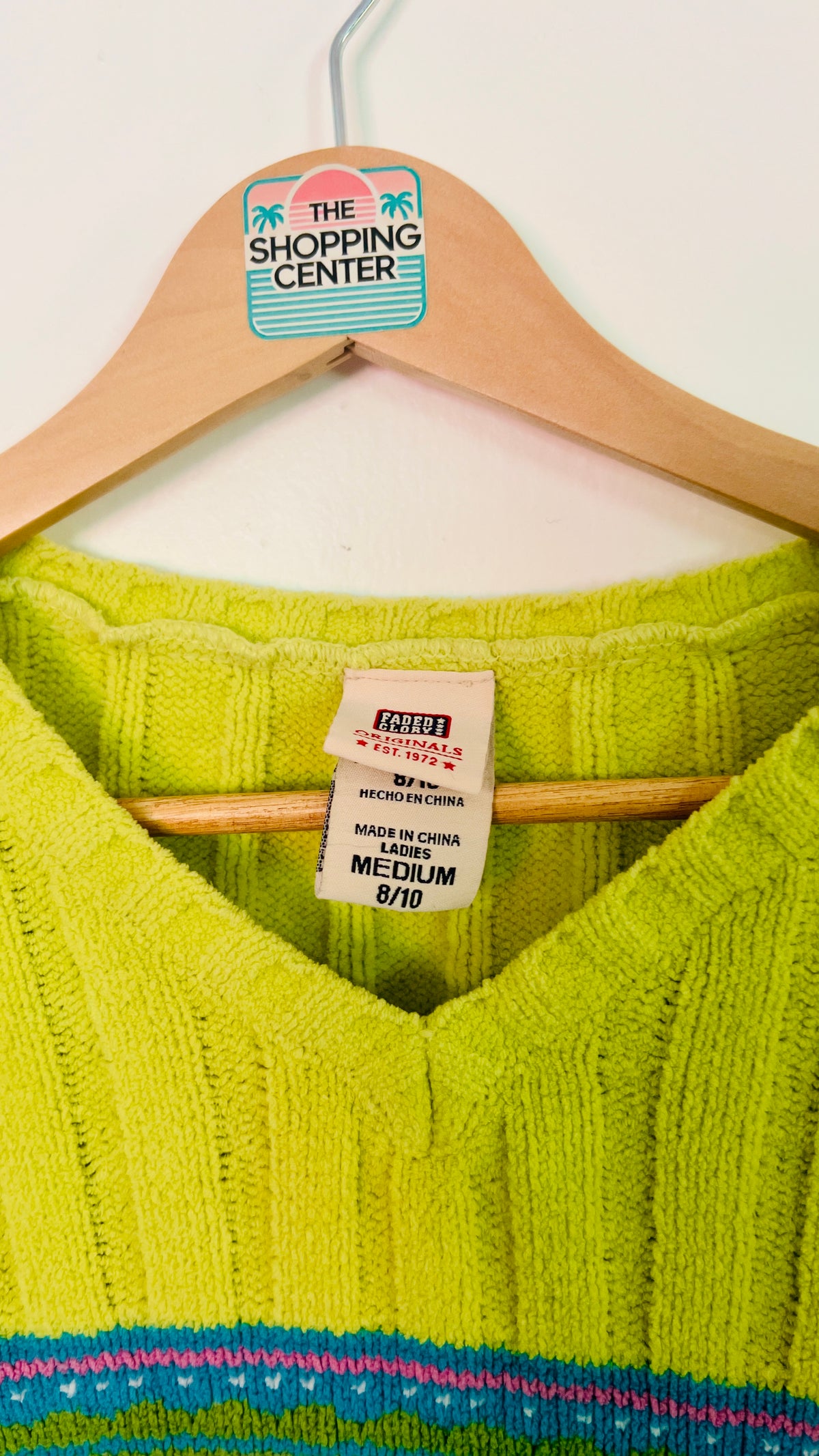 Lime Green Knit Sweater | M