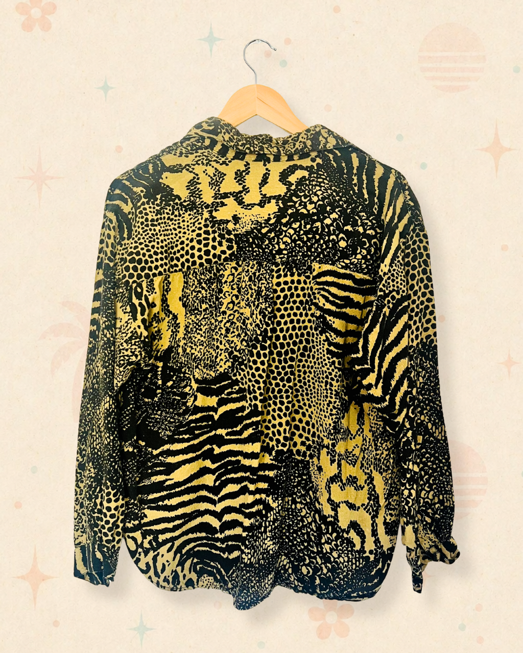 80s Wild Jungle Print Button Up (M)