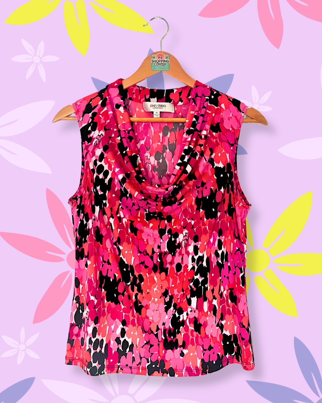 Pink Floral Cowl Neck Top | S/M
