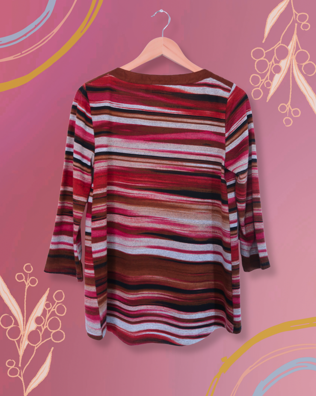 Striped 1/4 Sleeve Top | Size M
