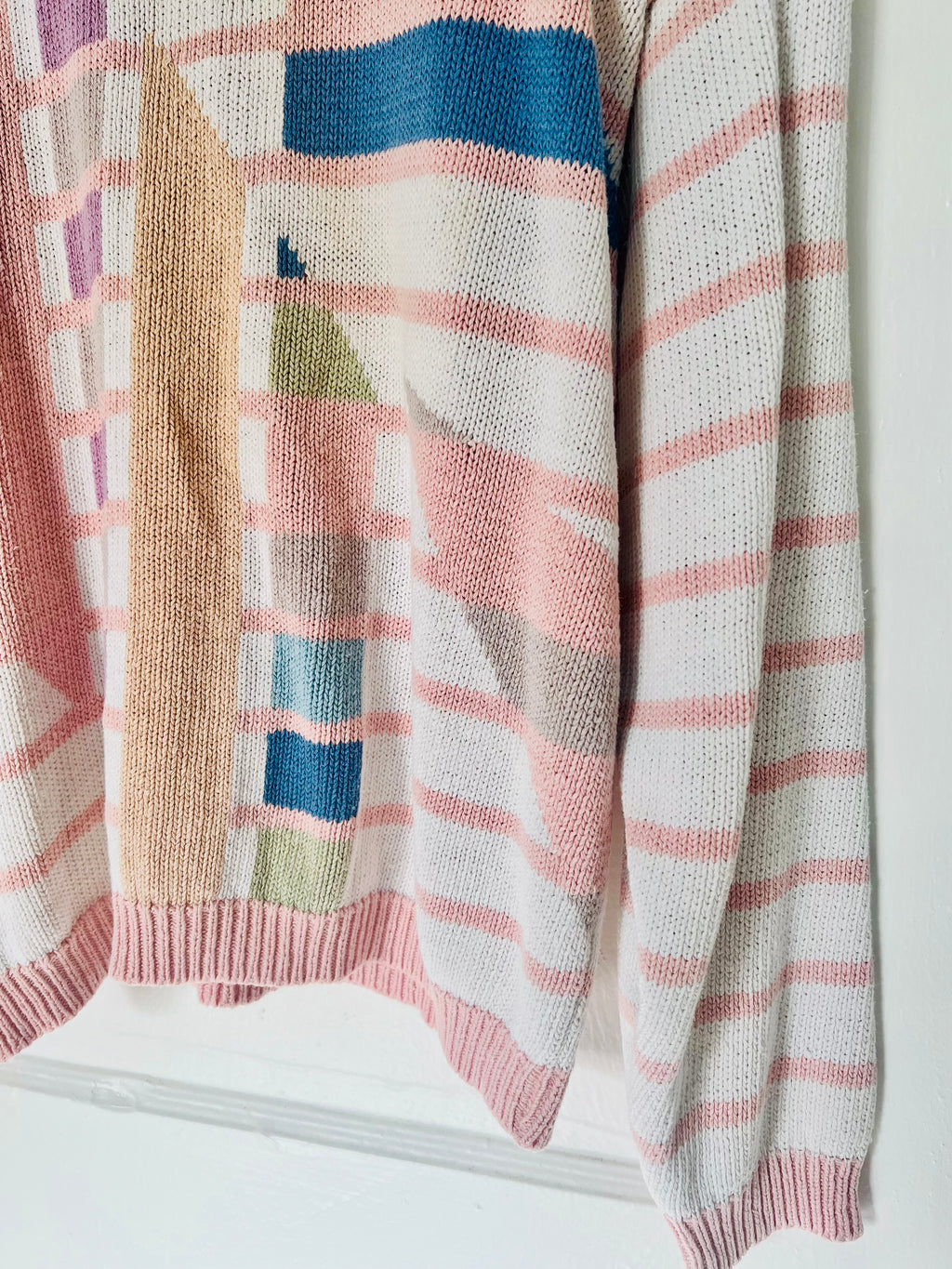 Geometric Striped Knit Sweater | M