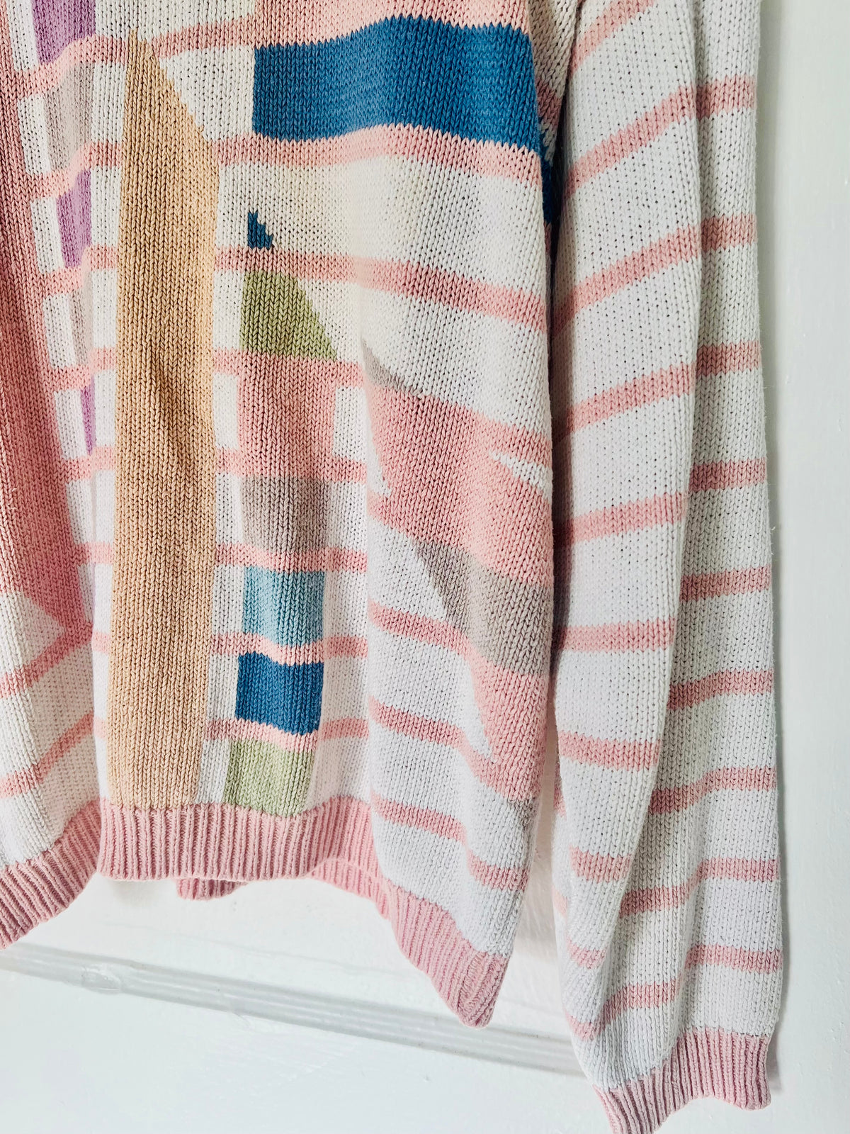 Geometric Striped Knit Sweater | M