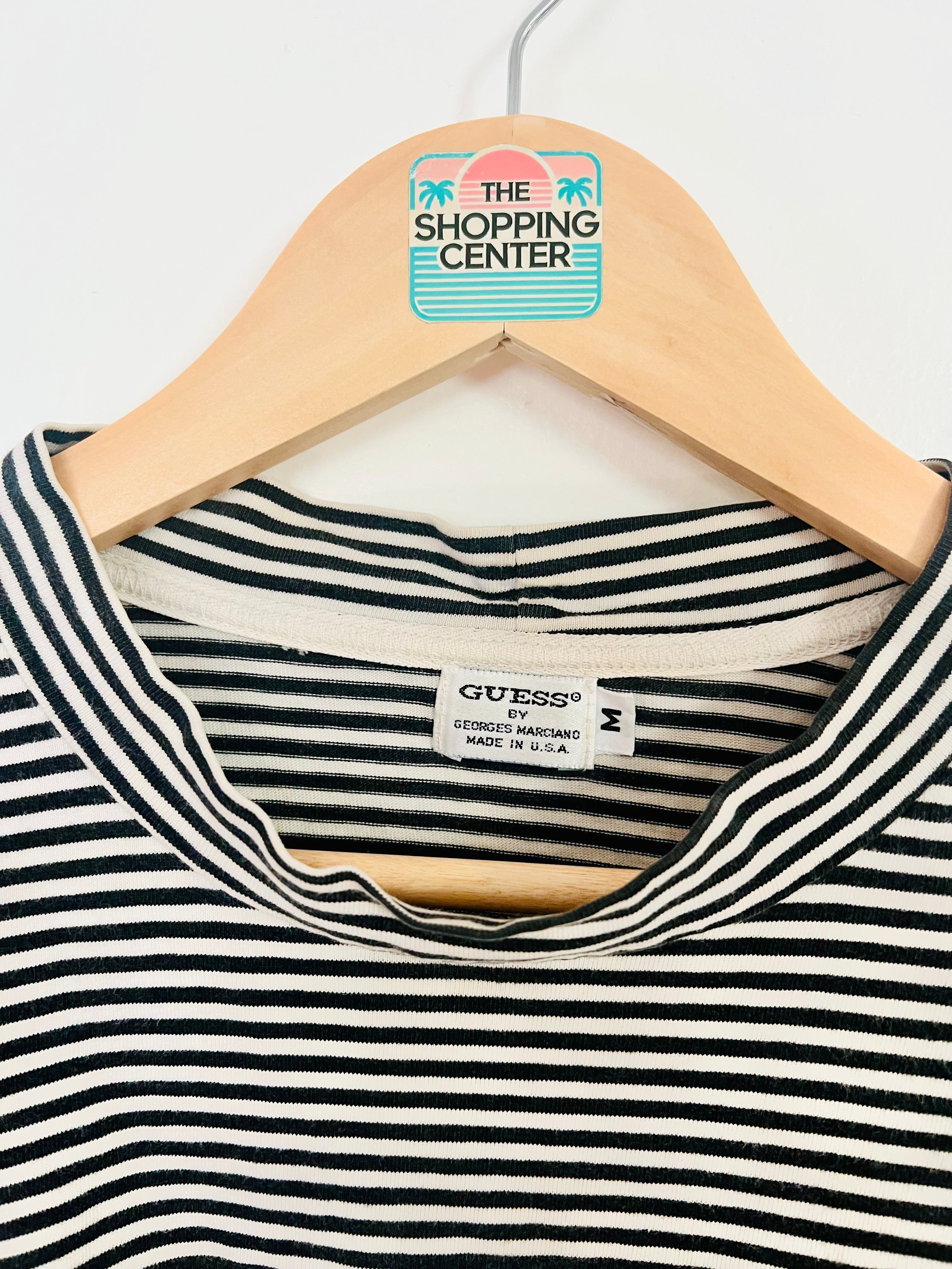 90s Guess Mock Neck Embroidered Striped Long Sleeve (L)