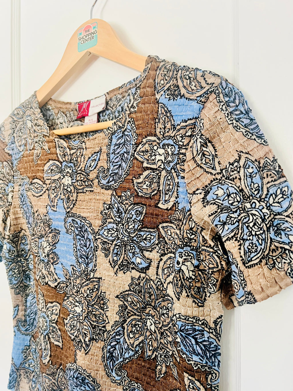 90s Cottage Paisley Crinkle Top (S)