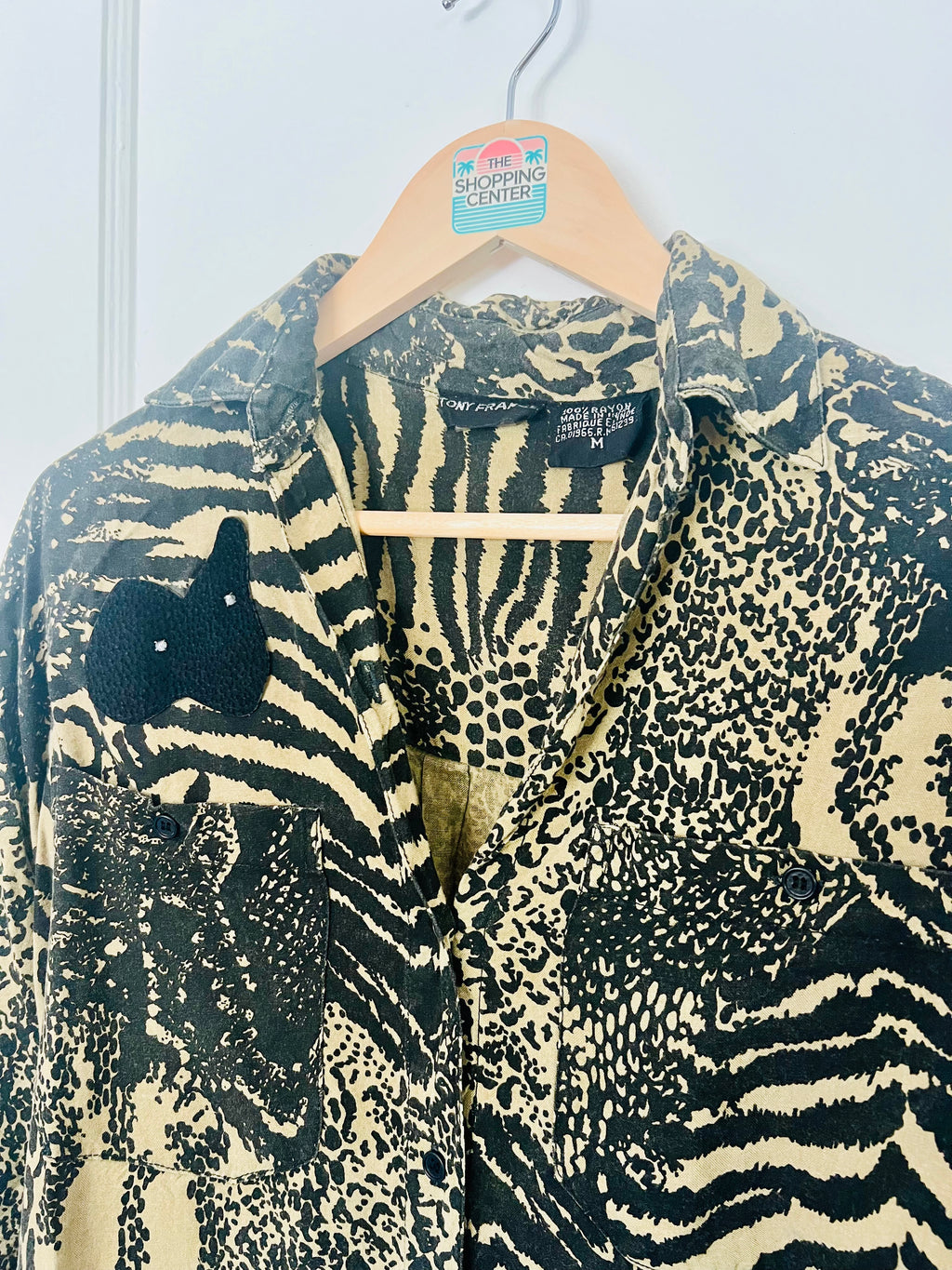 80s Wild Jungle Print Button Up (M)
