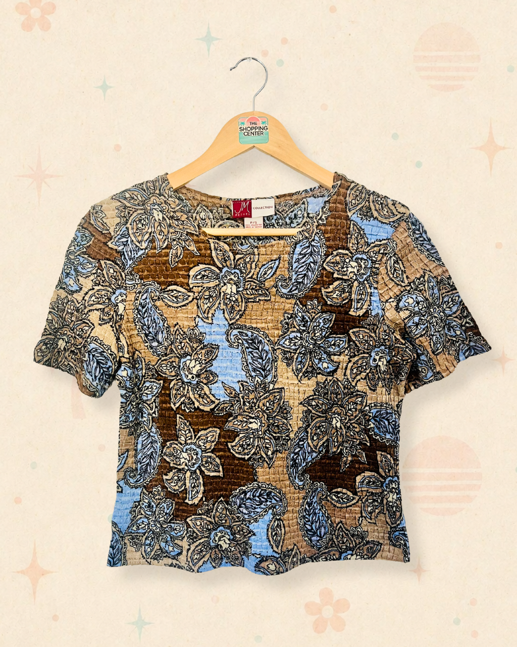90s Cottage Paisley Crinkle Top (S)