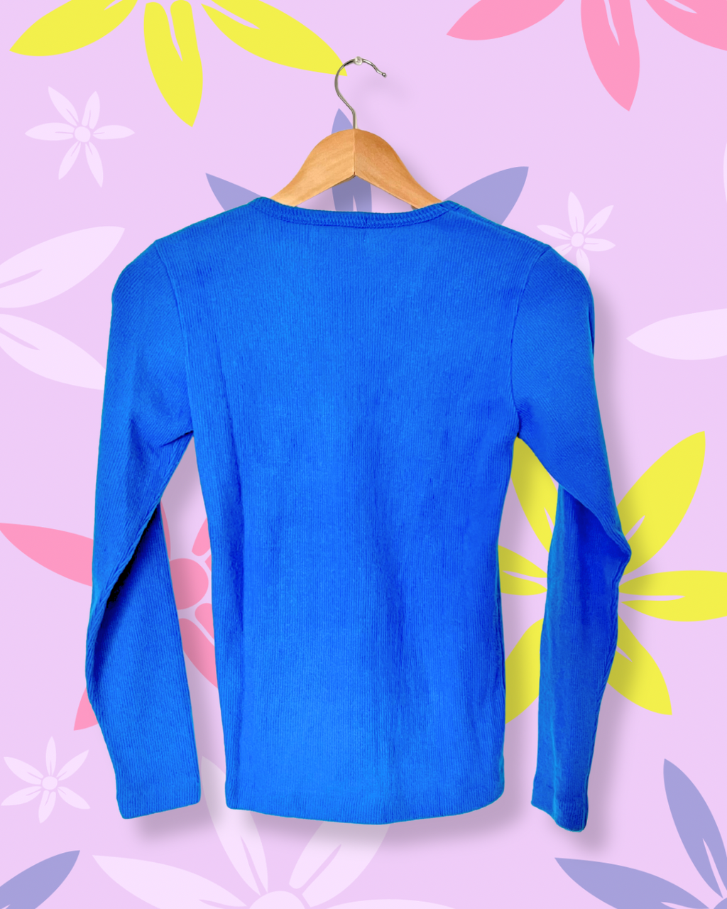 Blue Embroidered Flowers Sweater | XS