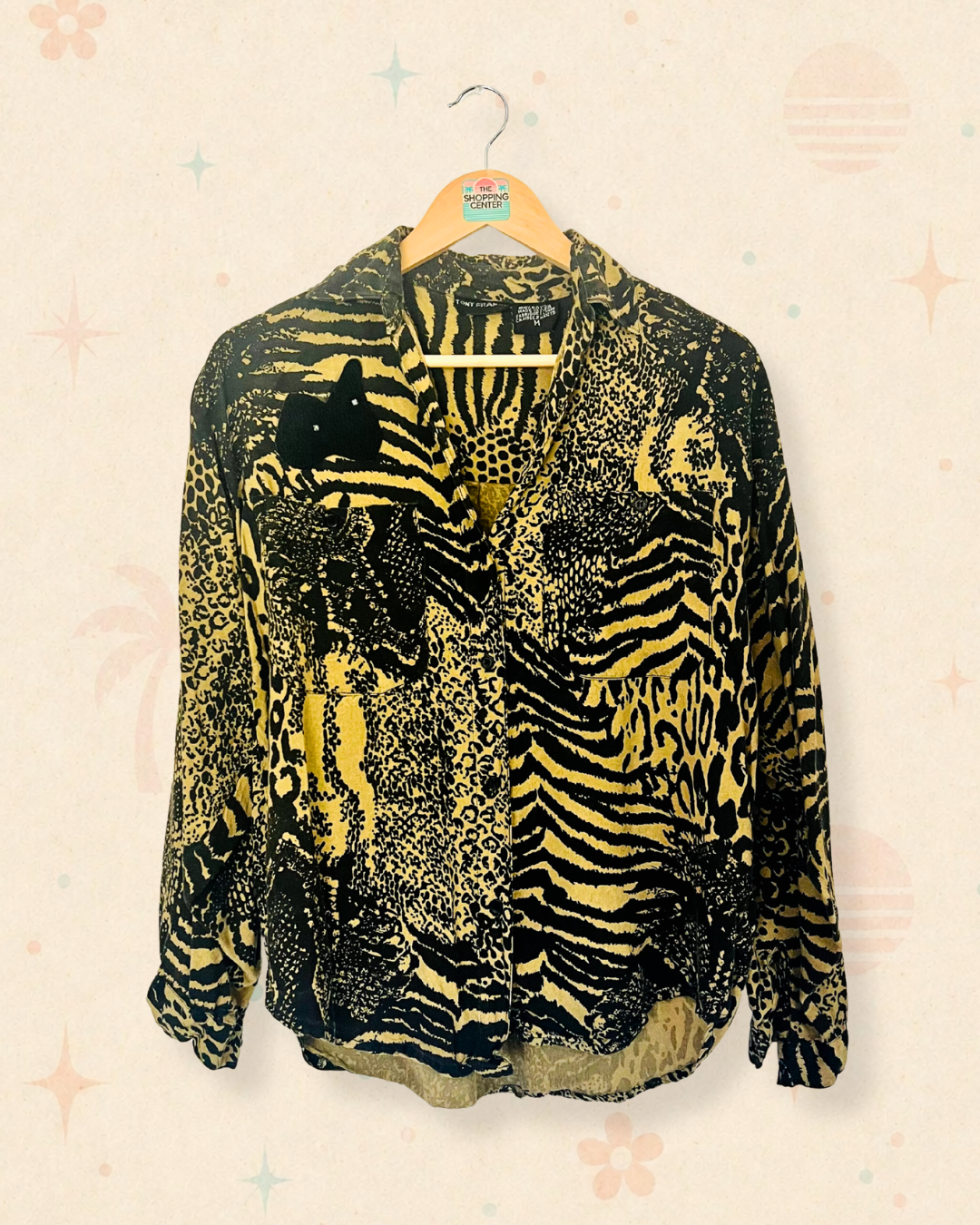 80s Wild Jungle Print Button Up (M)