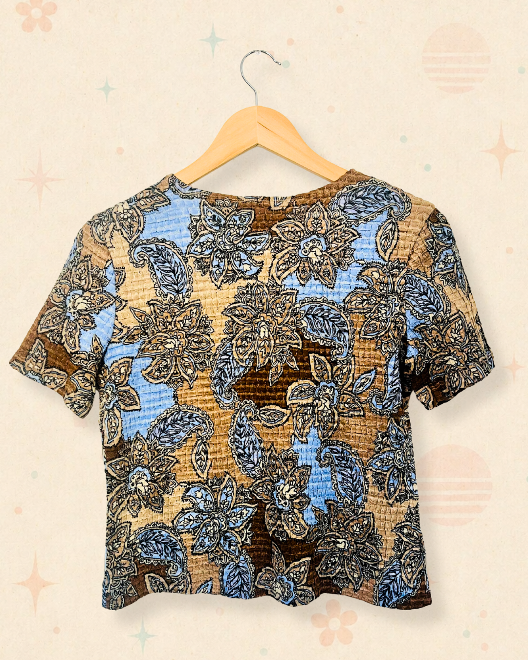 90s Cottage Paisley Crinkle Top (S)
