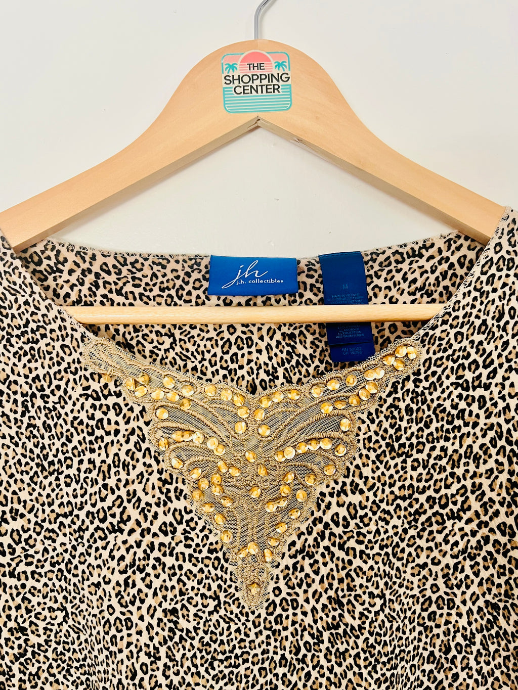 Y2K Mob Wife Leopard Print Embellished top (M)