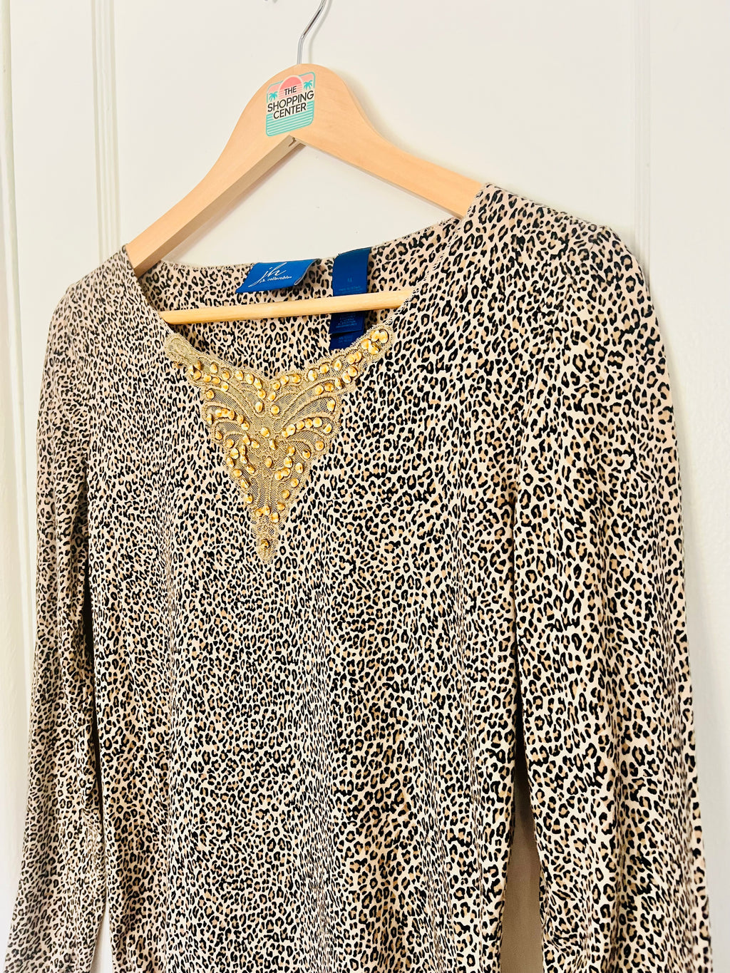 Y2K Mob Wife Leopard Print Embellished top (M)
