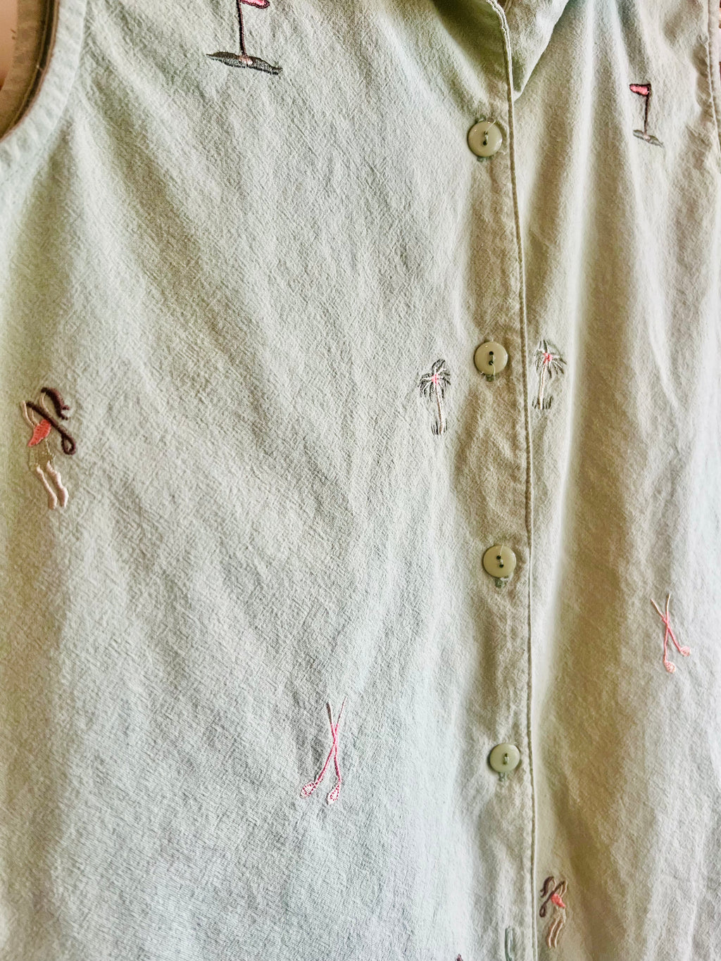 90s Golf Embroidered Sleeveless Button Down (M)