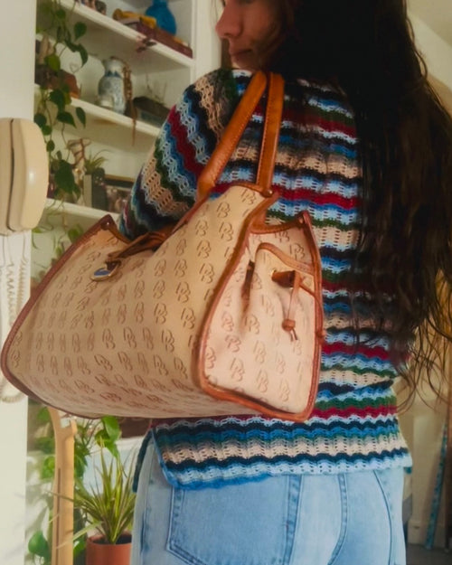 2000s Dooney & Bourke Monogram Canvas Shoulder Tote