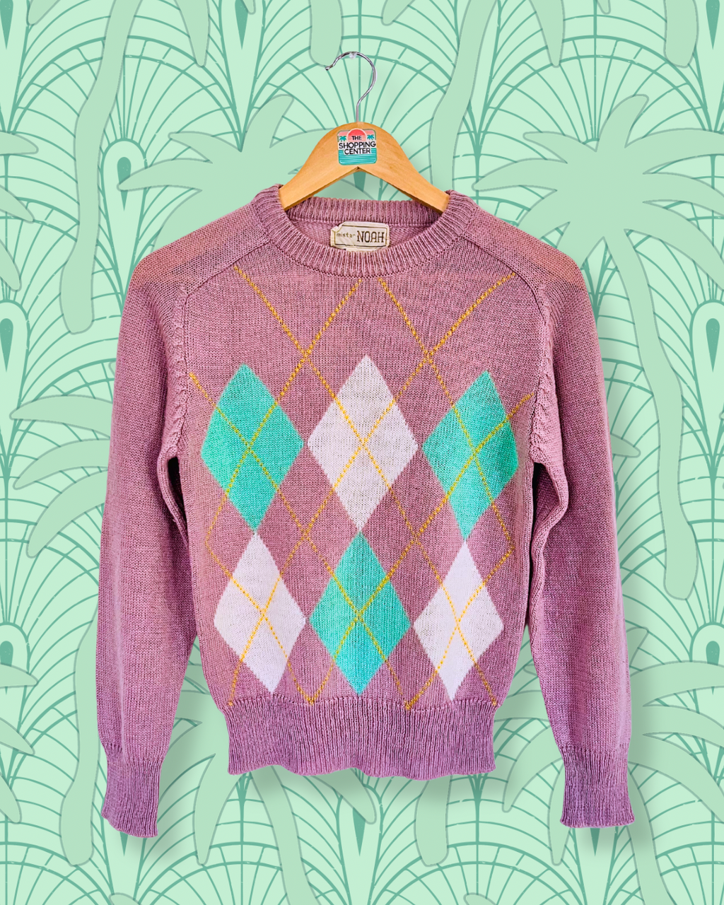 80s Lilac Argyle Knit Sweater | Size S
