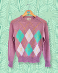 80s Lilac Argyle Knit Sweater | Size S
