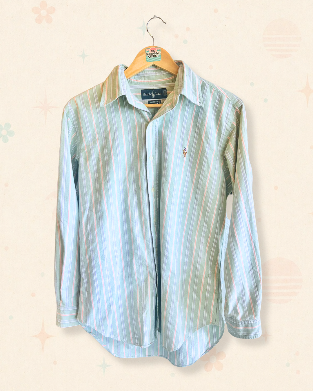 90s Ralph Lauren Pastel Coastal Stripe Button Down (S)