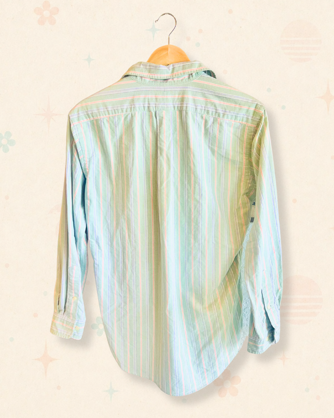 90s Ralph Lauren Pastel Coastal Stripe Button Down (S)