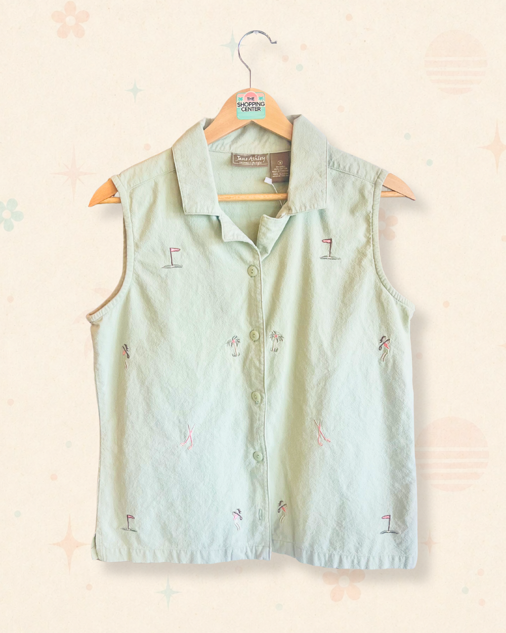 90s Golf Embroidered Sleeveless Button Down (M)
