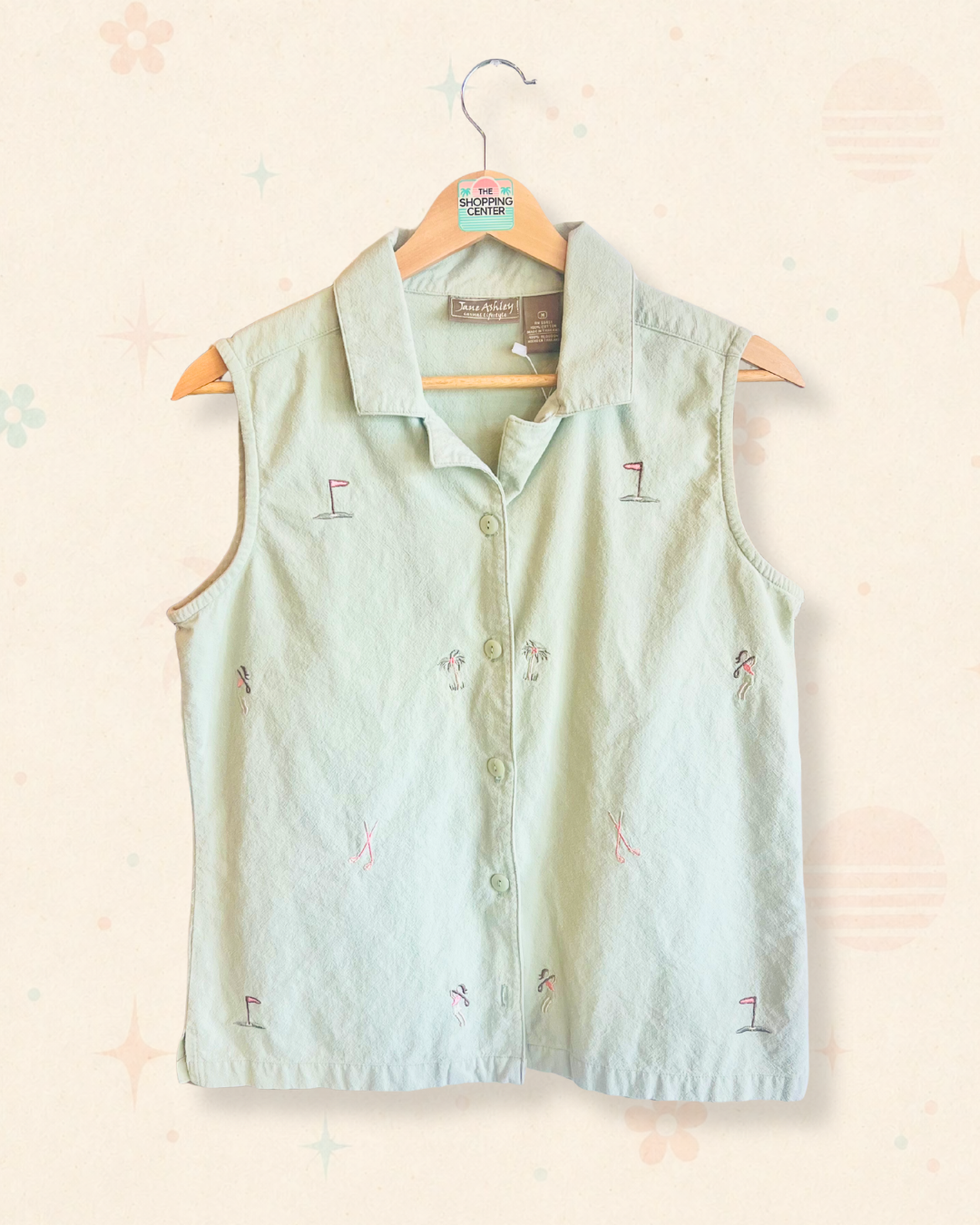 90s Golf Embroidered Sleeveless Button Down (M)
