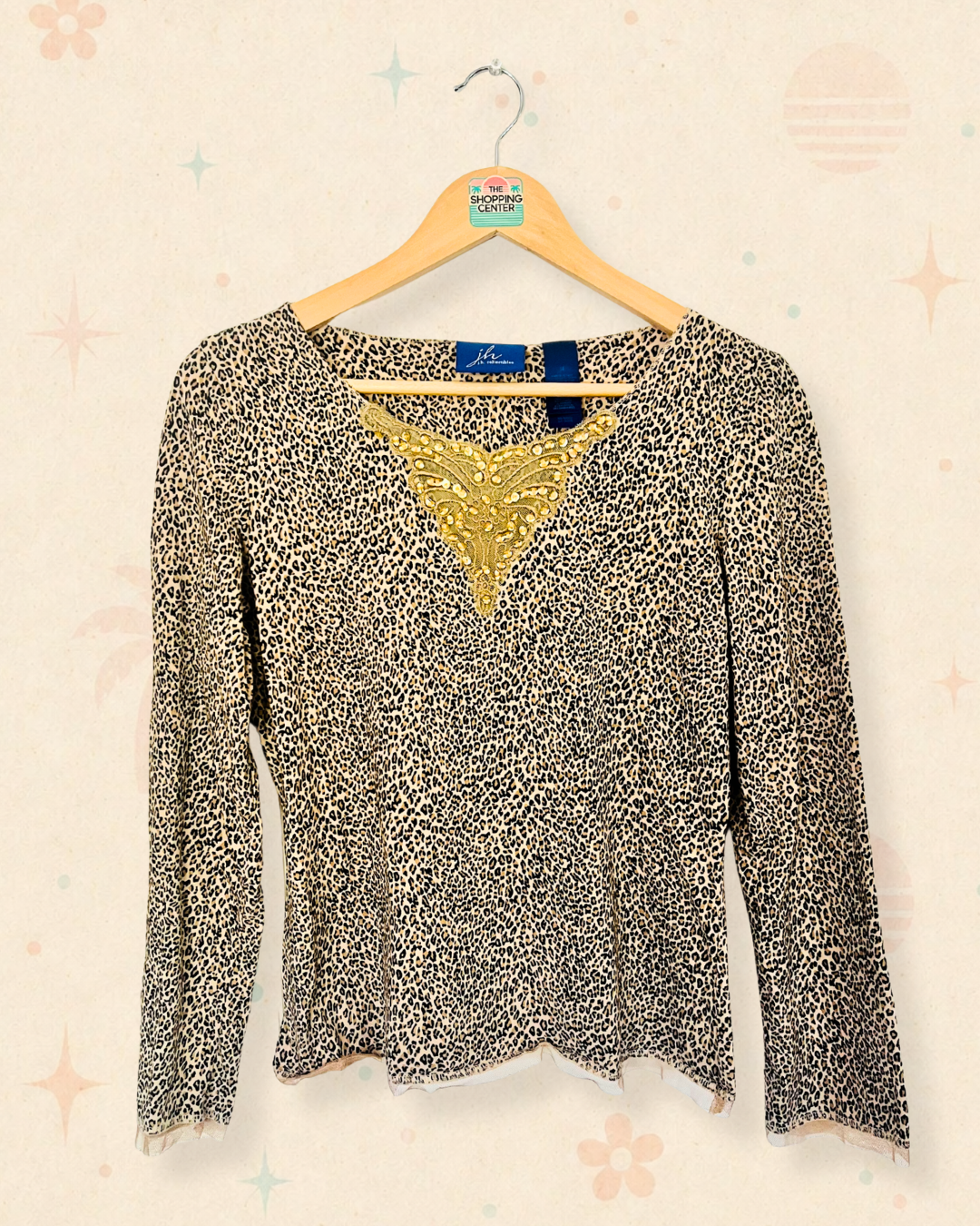 Y2K Mob Wife Leopard Print Embellished top (M)