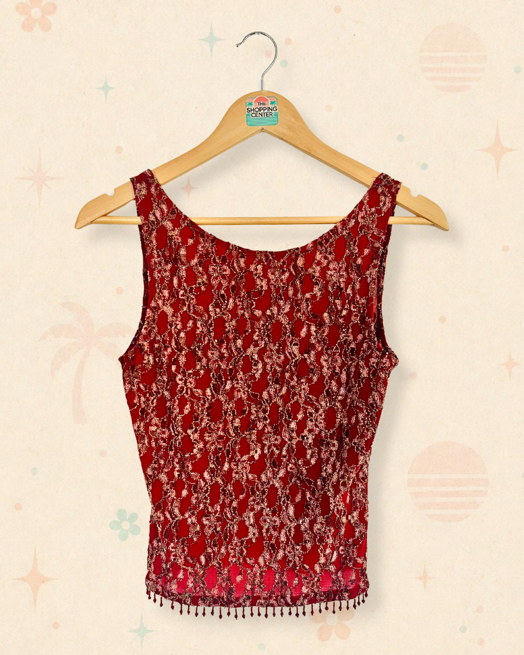 Y2K Cherry Lip Gloss Lace Tank (M)
