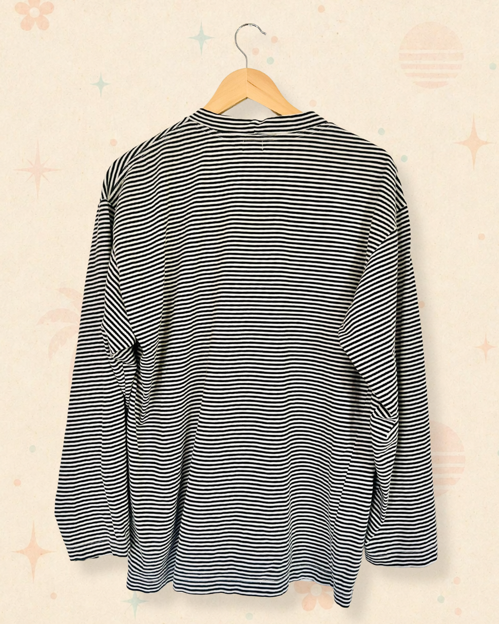 90s Guess Mock Neck Embroidered Striped Long Sleeve (L)