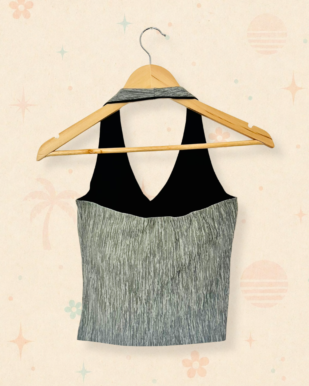 Y2K After Hours in Tokyo Grey Halter Top (XS)