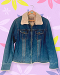 Sherpa-Trimmed Denim Jacket | XL