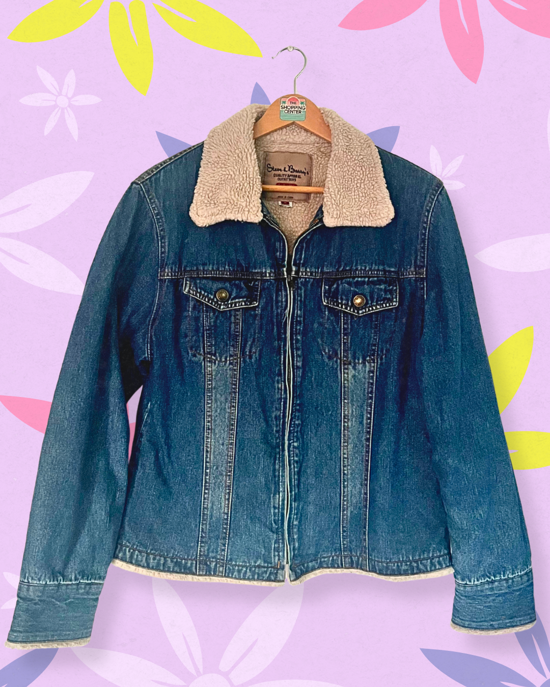 Sherpa-Trimmed Denim Jacket | XL